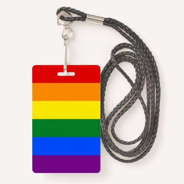 LGBT Rainbow flag ID Badge (Front with Lanyard)