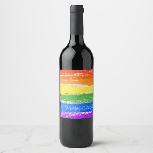 LGBT RAINBOW FLAG PAINT WINE LABEL (Front)