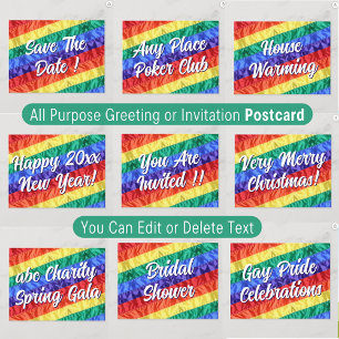 LGBT Rainbow Flag Script Create Your Own Gay Party Invitation Postcard