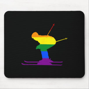 Lgbt Rainbow Flag Skiing Skier Ski Gay Pride Love Mouse Mat