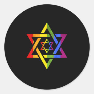 LGBT Rainbow Flag Star Of David Queer Israeli Gift Classic Round Sticker