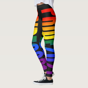 LGBT Rainbow Flag Text Gay Pride 2021 LGBTQ Leggings