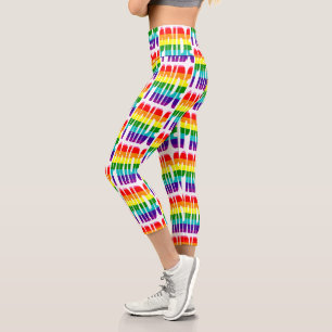 LGBT Rainbow Flag Text Pattern Gay Pride LGBTQ Capri Leggings