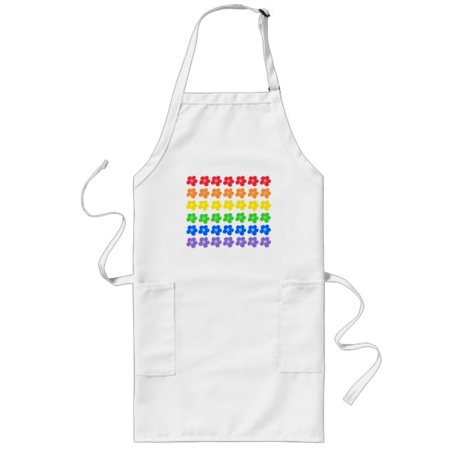 LGBT Rainbow Flowers Gay Pride design  Long Apron (Front)