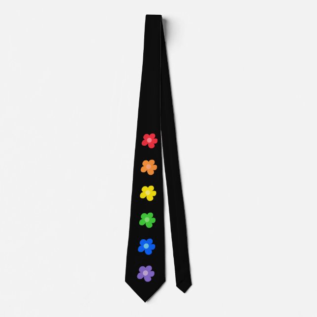 LGBT Rainbow Flowers Gay Pride design  Tie (Front)