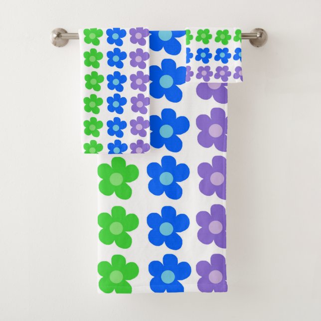 LGBT Rainbow Flowers Gay Pride Freedom & Equality  Bath Towel Set (Insitu)