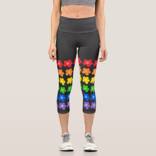 LGBT Rainbow Flowers Gay Pride Freedom & Equality  Capri Leggings