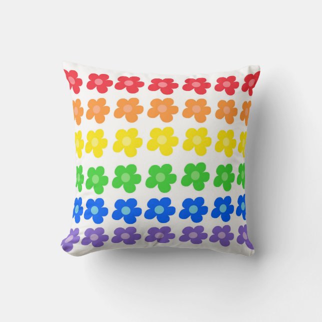 LGBT Rainbow Flowers Gay Pride Freedom & Equality  Cushion (Front)