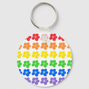 LGBT Rainbow Flowers Gay Pride Freedom & Equality Key Ring