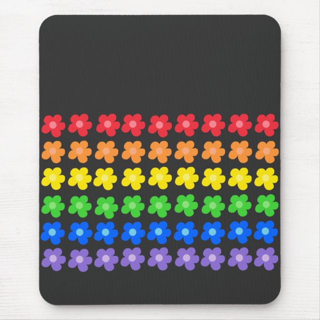 LGBT Rainbow Flowers Gay Pride Freedom & Equality  Mouse Mat (Front)