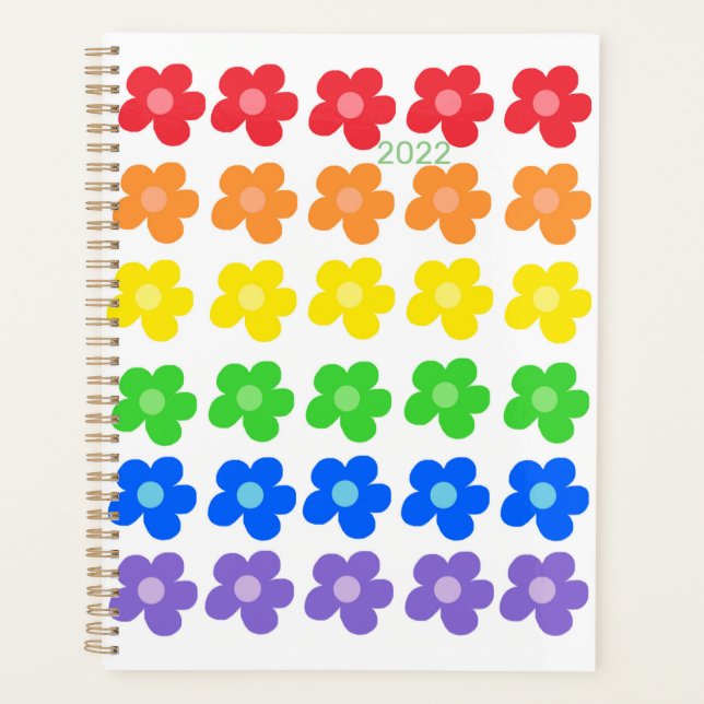 LGBT Rainbow Flowers Gay Pride Freedom & Equality  Planner (Front)