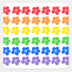 LGBT Rainbow Flowers Gay Pride Freedom & Equality  Square Sticker