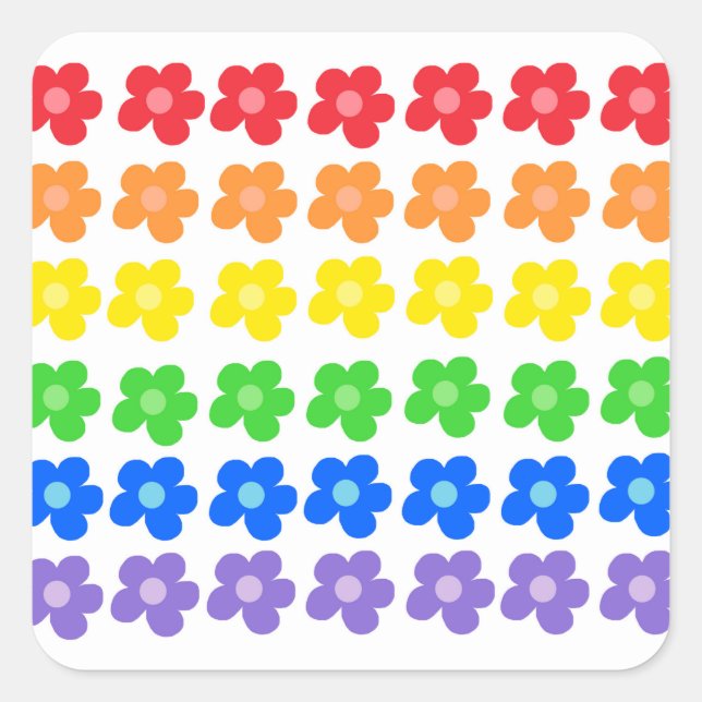 LGBT Rainbow Flowers Gay Pride Freedom & Equality  Square Sticker (Front)