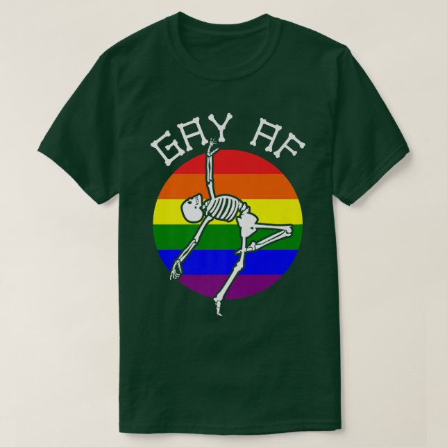 LGBT Rainbow  Gay AF Skeleton  Nonbinary Love  T-Shirt (Design Front)