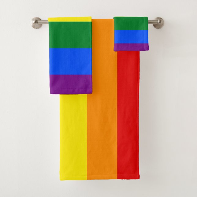 LGBT Rainbow Gay Pride Flag Bath Towel Set (Insitu)