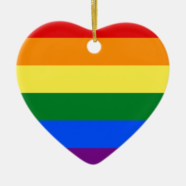 LGBT Rainbow Gay Pride Flag Ceramic Tree Decoration (Front)