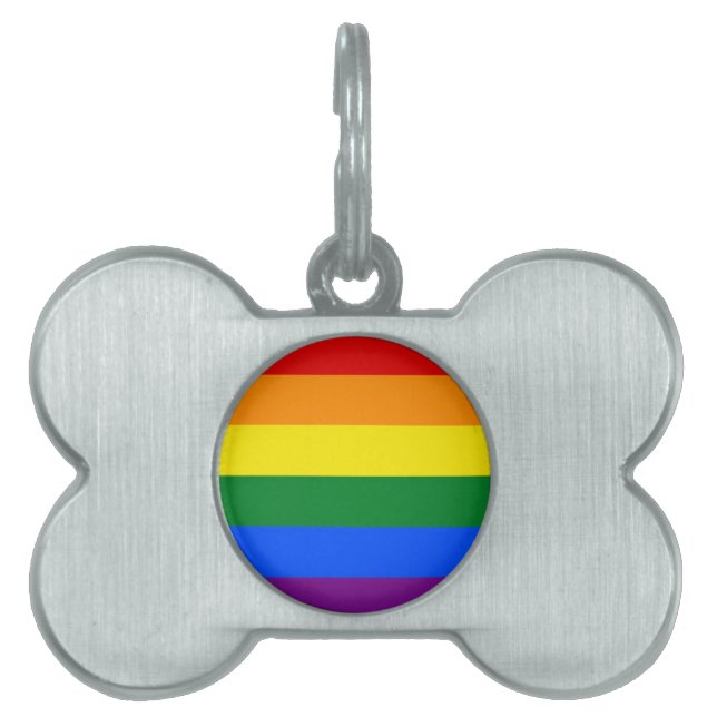 LGBT Rainbow Gay Pride Flag Pet ID Tag (Front)