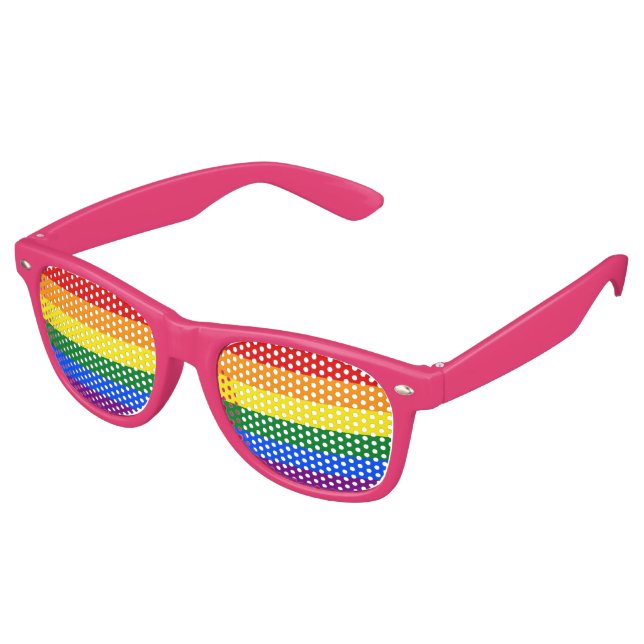 LGBT Rainbow Gay Pride Flag Retro Sunglasses (Angled)