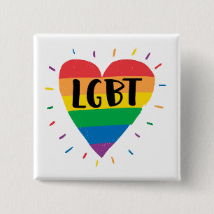 LGBT Rainbow Heart 15 Cm Square Badge