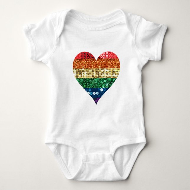 lgbt rainbow heart baby bodysuit (Front)