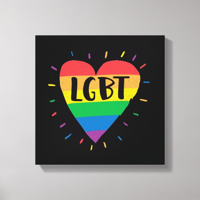 LGBT Rainbow Heart Canvas Print (Front)
