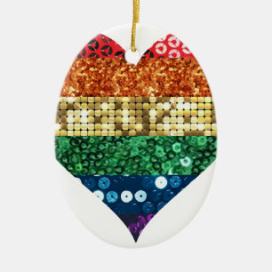 lgbt rainbow heart ceramic tree decoration