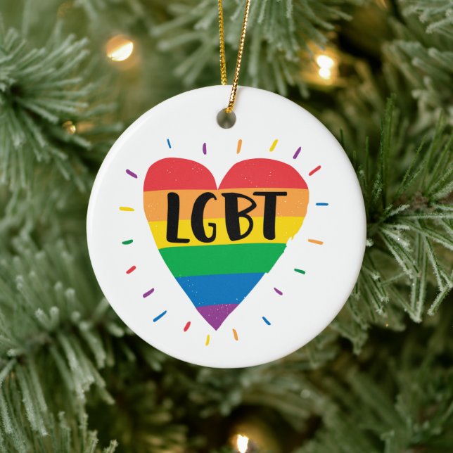LGBT Rainbow Heart Ceramic Tree Decoration (Tree)