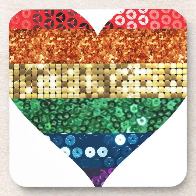 lgbt rainbow heart coaster (Front)