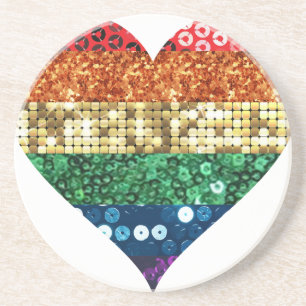 lgbt rainbow heart coaster