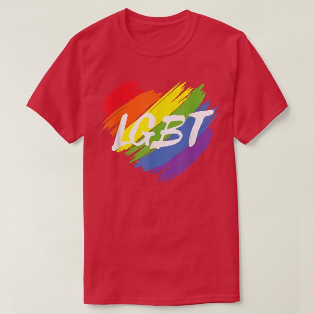 LGBT Rainbow Heart Design Support Equality LGBTQ P T-Shirt (Design Front)