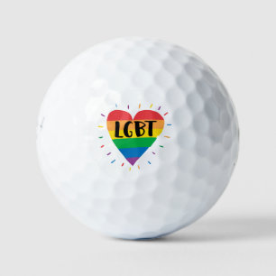LGBT Rainbow Heart Golf Balls
