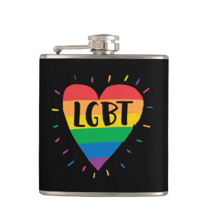 LGBT Rainbow Heart Hip Flask