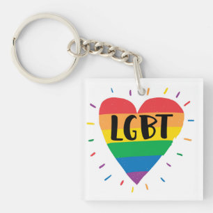 LGBT Rainbow Heart Key Ring