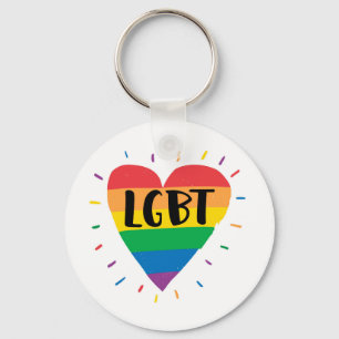 LGBT Rainbow Heart Key Ring