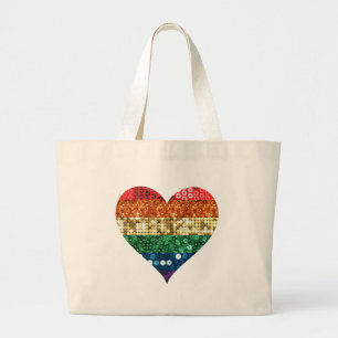 lgbt rainbow heart large tote bag