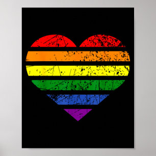 Lgbt Rainbow Heart Love Couple Pride Month Valenti Poster