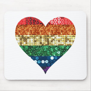 lgbt rainbow heart mouse mat