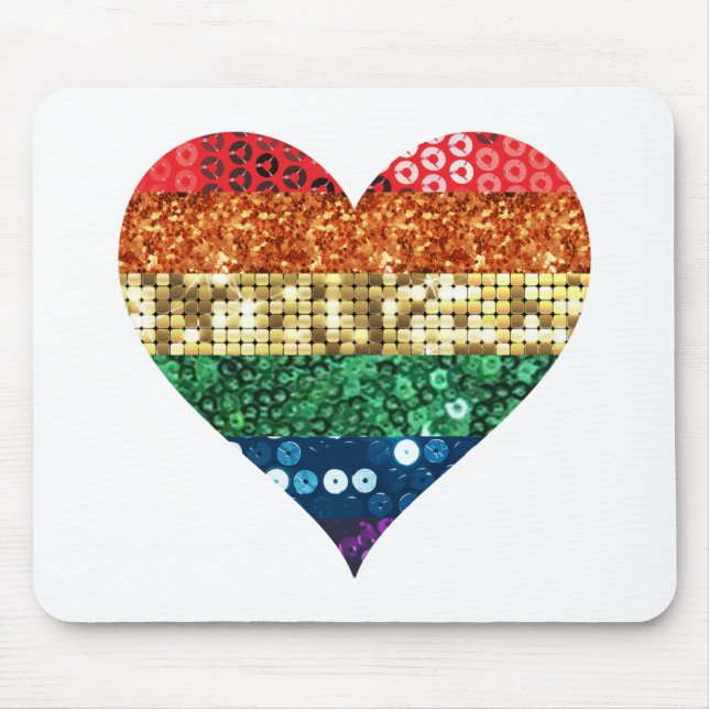 lgbt rainbow heart mouse mat (Front)
