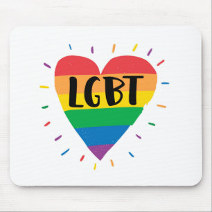 LGBT Rainbow Heart Mouse Mat