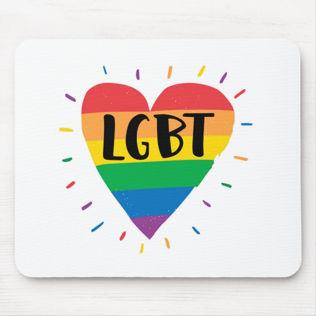 LGBT Rainbow Heart Mouse Mat (Front)