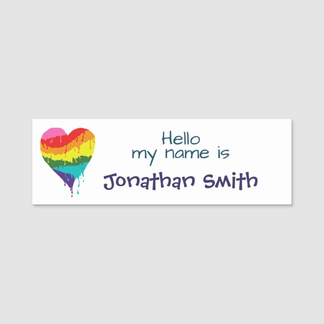 LGBT Rainbow Heart Name Tag (Front)