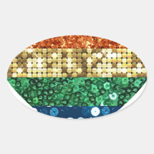 lgbt rainbow heart oval sticker