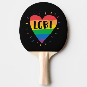 LGBT Rainbow Heart Ping Pong Paddle