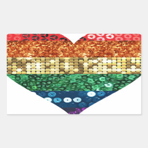 lgbt rainbow heart rectangular sticker