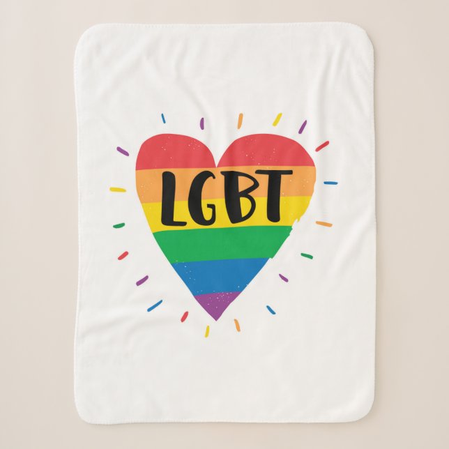 LGBT Rainbow Heart Sherpa Blanket (Front)