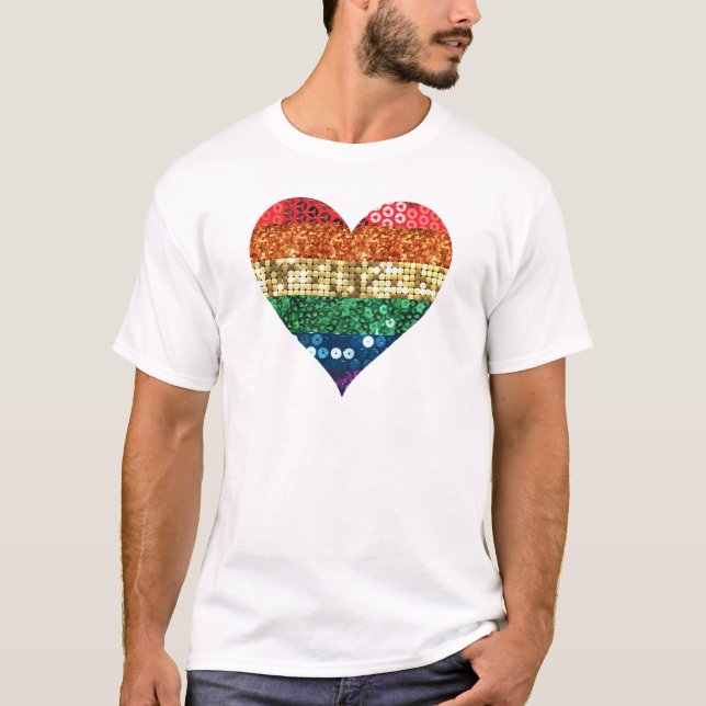 lgbt rainbow heart T-Shirt (Front)