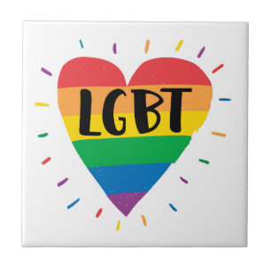 LGBT Rainbow Heart Tile