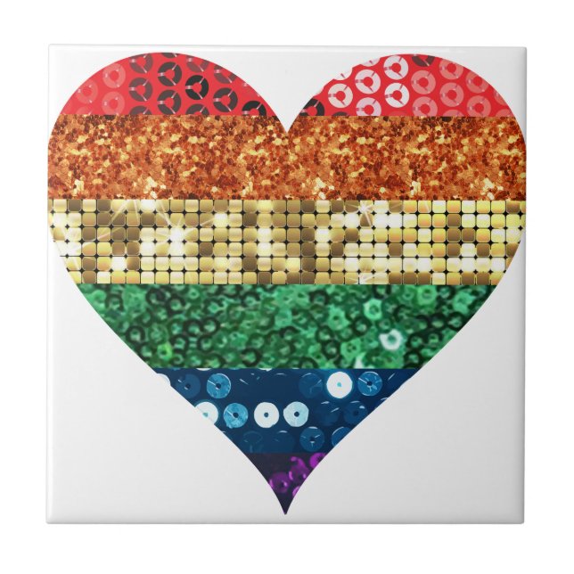 lgbt rainbow heart tile (Front)