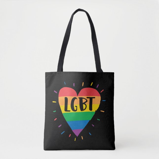 LGBT Rainbow Heart Tote Bag (Front)