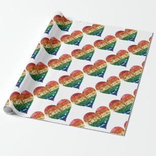 lgbt rainbow heart wrapping paper